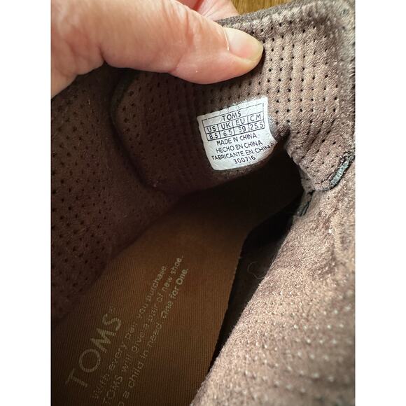 Toms Brown Suede Block Heel Ankle Booties Size 8.5 - Picture 3 of 5